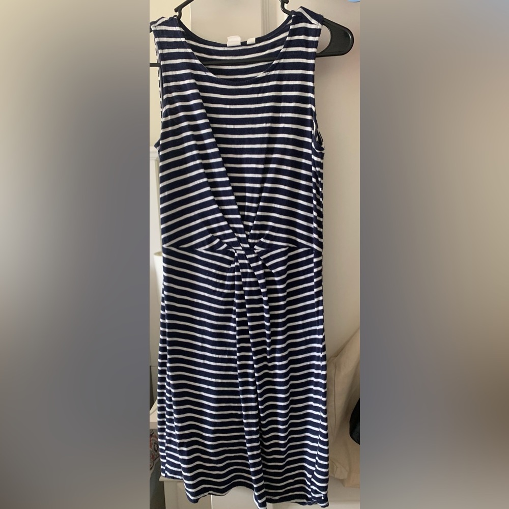 White and navy knee high dress